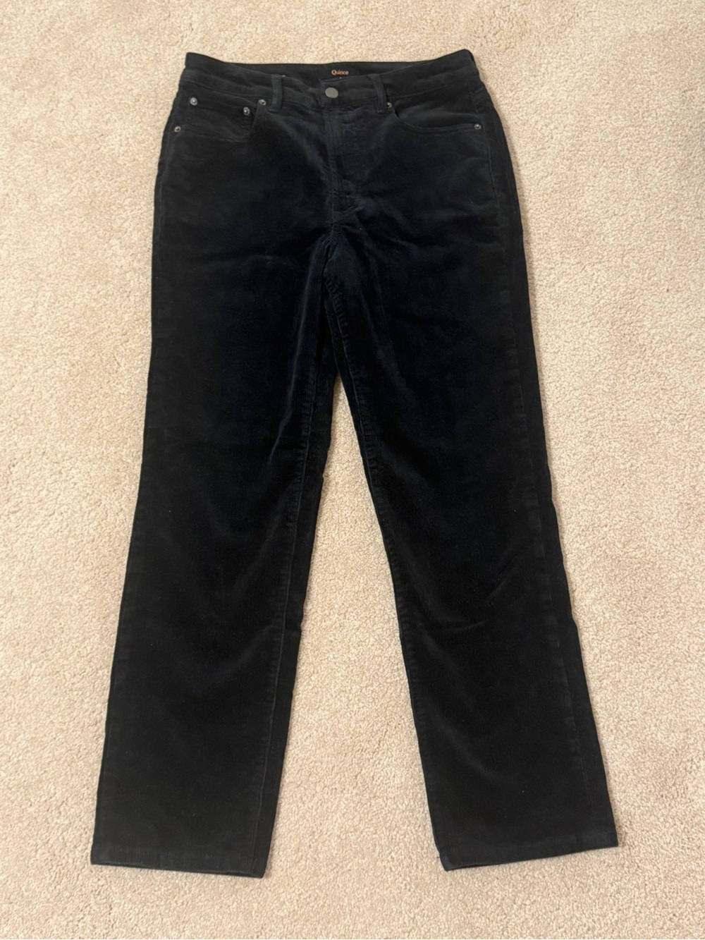 Quince Black Corduroy Straight Leg Pants Size 6